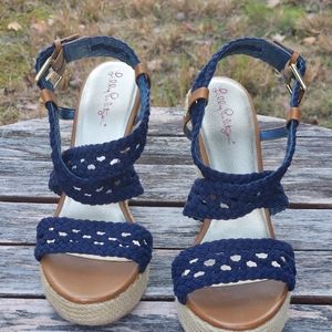 Lilly Pulitzer Kelsey Wedge Heels Sandals Shoes 8